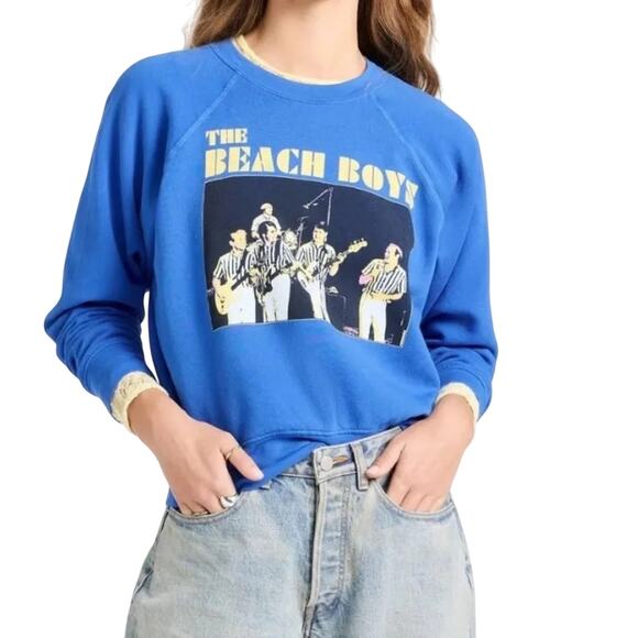 DAYDREAMER The Beach Boys Concert Washed Cobalt Raglan Crew New w/ Tag MSRP $146 - Picture 7 of 15